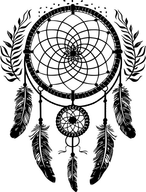 Dream Catcher Black And White Vector Illustration 23542201 Vector Art