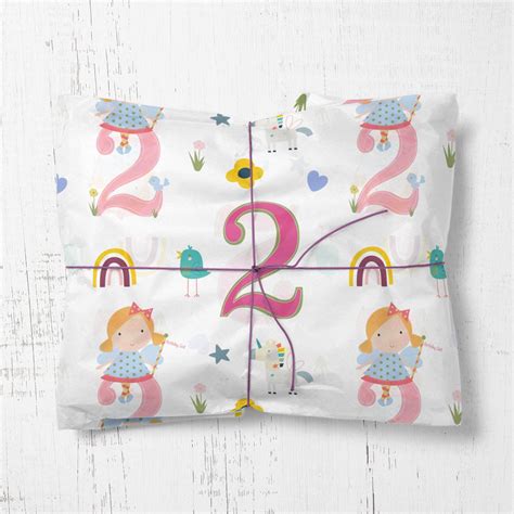 Kids 2nd Birthday Wrapping Paper Childrens Wrapping Paper Etsy Uk