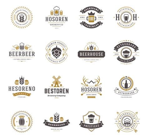 Set Beer Logos, Badges and Labels Vintage Style — Stock Vector © Provectors #83962748