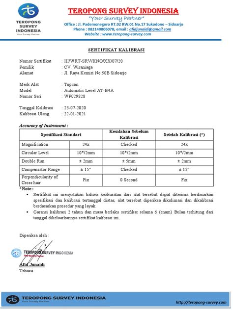 Sertifikat Kalibrasi Wp Pdf