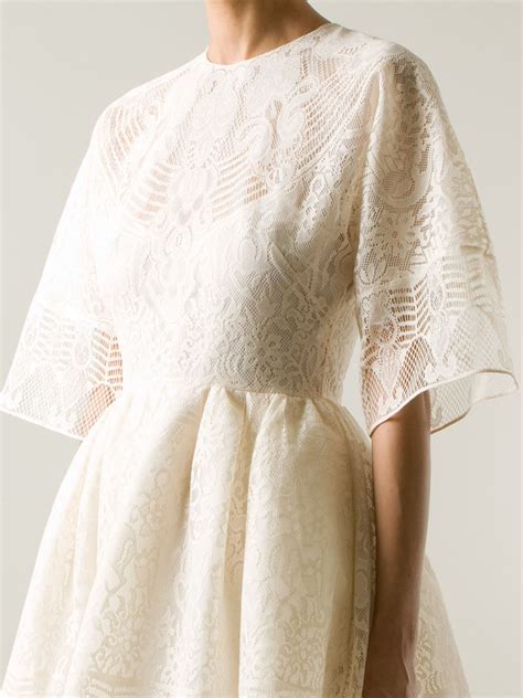 Valentino Lace Empire Line Dress In White Lyst