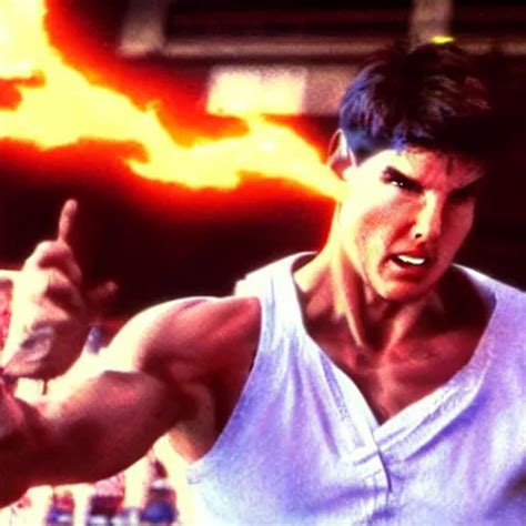 Still Of Tom Cruise As Ryu In Street Fighter Throwing Stable Diffusion