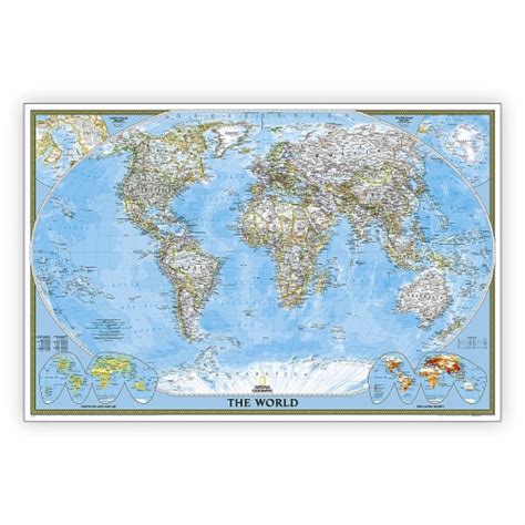 National Geographic World Classic Map Poster Size And Laminated 36 X