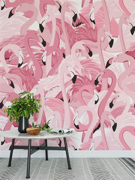 Removable Peel And Stick Wallpaper Pink Flamingo Wallpaper Peel And