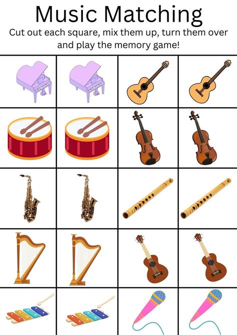 Instrument Matching Memory Game Etsy