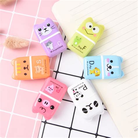 1pcs Cute Rubber Eraser Cartoon Roller Erasers Student School Fashion