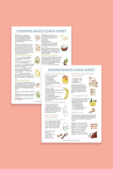 Cooking And Baking Basics Cheat Sheet Healthnut Nutrition Smoothie Recipes Healthy Breakfast