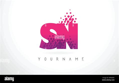 Sn S N Letter Logo With Pink Letters And Purple Color Particles Dots