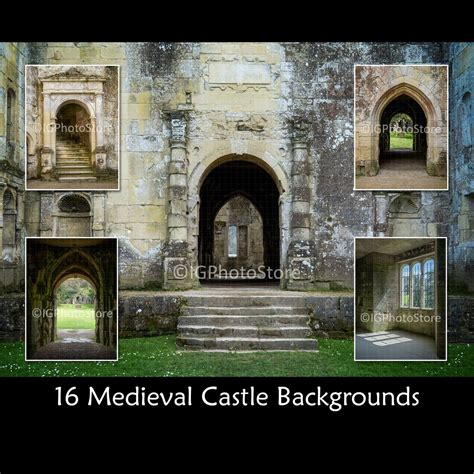 Medieval Castle Digital Backdrop Bundle, 16 Old English Castle Digital ...