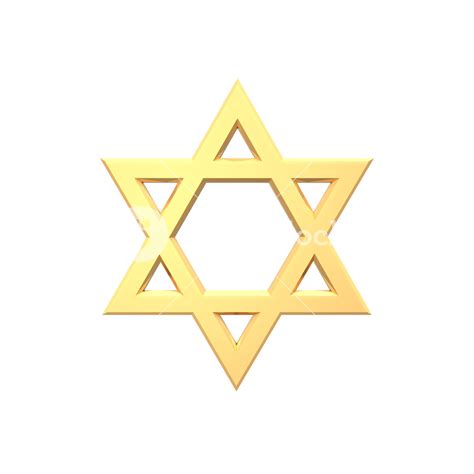 Gold Judaism Religious Symbol Star Of David Isolated On White