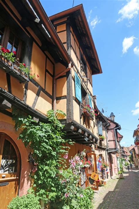 Street in Eguisheim, Alsace, France Stock Image - Image of tourism ...