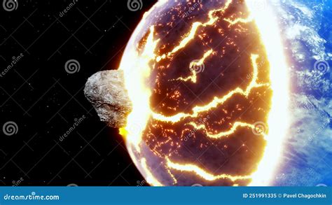 Asteroid Collides With The Earth Armageddon Apocalypse Concept 3d