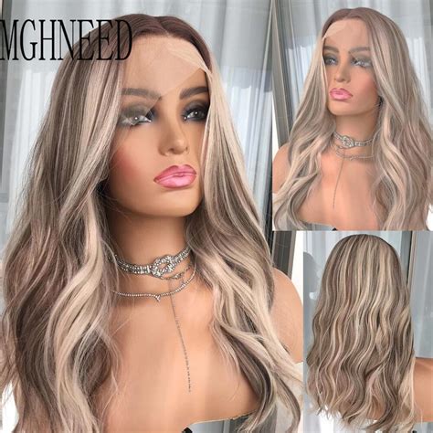 Highlighted Human Hair Lace Frontal Wig Brown Blonde X Lace Front