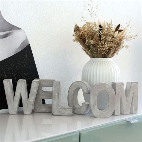 Deko Buchstaben Beton Set Welcome Wall Art De