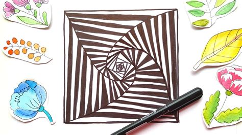 Easy Op Art Drawing Square Optical Illusion Art Tutorial Step By Step