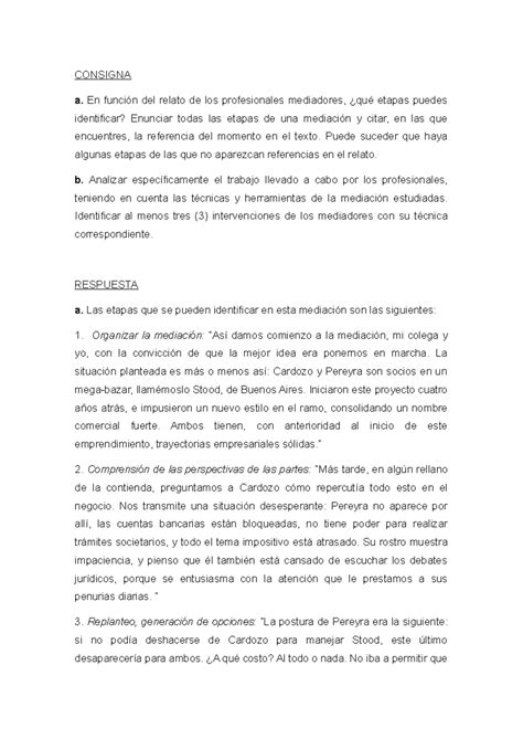 Tp3 mediacion CONSIGNA a En función del relato de los profesionales