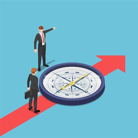 Premium Vector Flat 3d Isometric Businessman With Compass Advice His