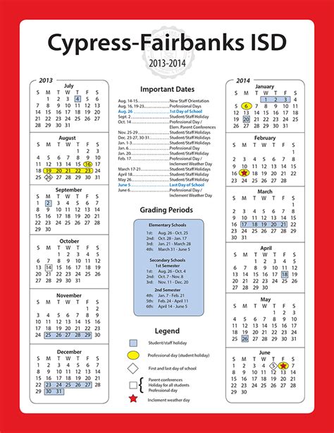 Cypress Fairbanks Isd Calendar