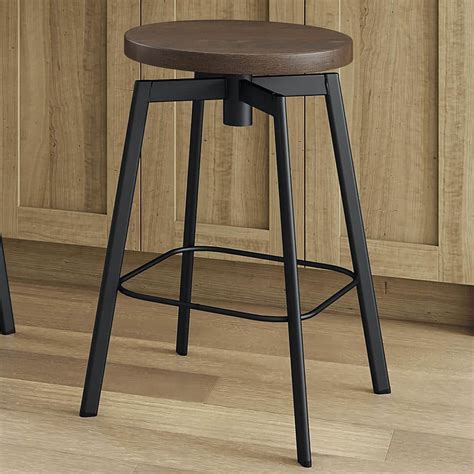 Amisco Amisco Dimitri In Swivel Bar Stool Brown Wood Black Metal