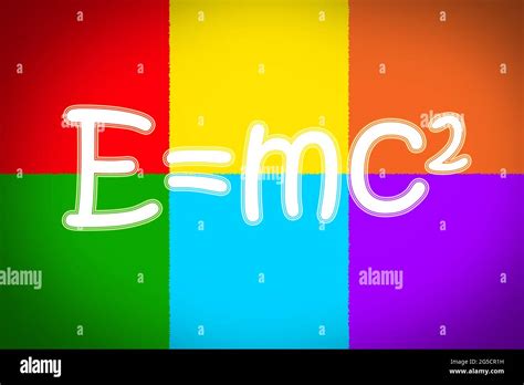 Albert Einsteins Physical Formula Concept Text On Background Stock