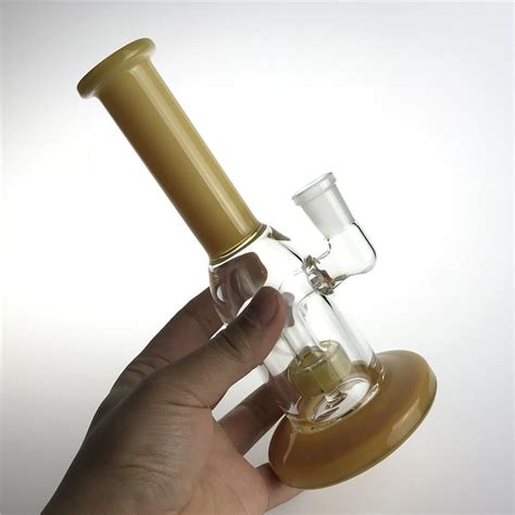 2020 New 14mm Female Yellow Glass Bong Water Pipes With 7 5 Inch Medium Glass Beaker Recycler