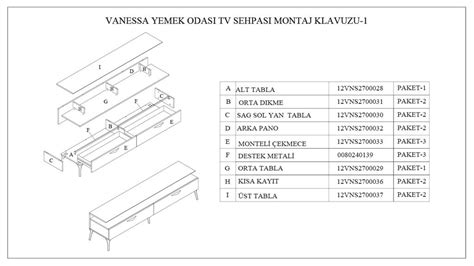 VANESSA YEMEK ODASI 22VSN3001VEVB MONTAJ KILAVUZLARI