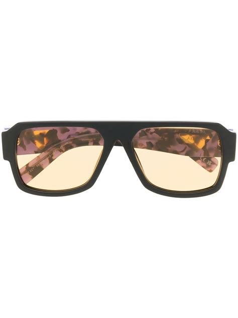 Prada Eyewear Tinted Square Frame Sunglasses Black Farfetch