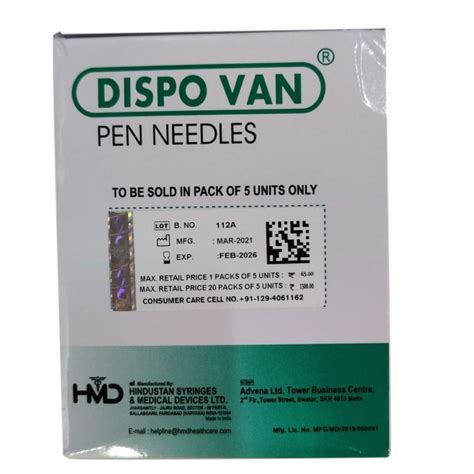 Stainless Steel Dispo Van Insulin Pen Needle For Hospital Size G