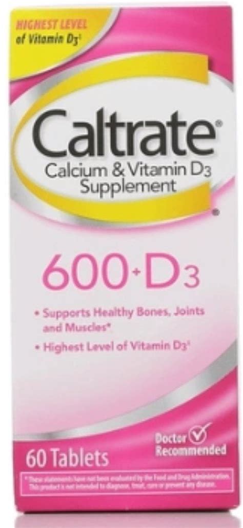 Caltrate 600d3 Calcium And Vitamin D Supplement Tablets 60 Count