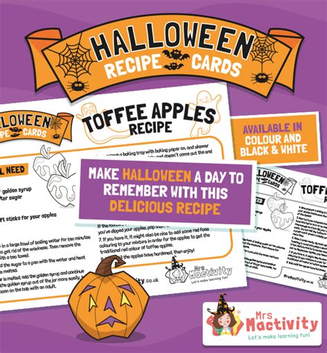 Halloween Toffee Apples Recipe Card | Mrs Mactivity