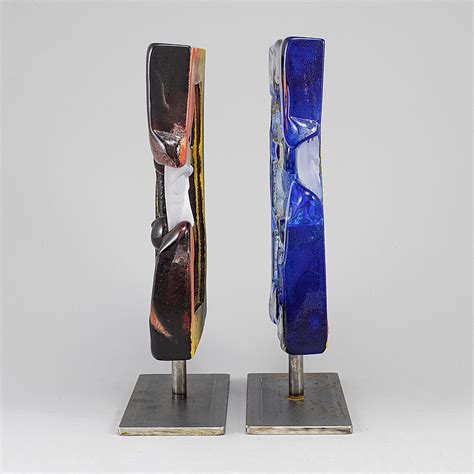 Kjell Engman Two Glass Sculptures Kosta Boda Signed Bukowskis