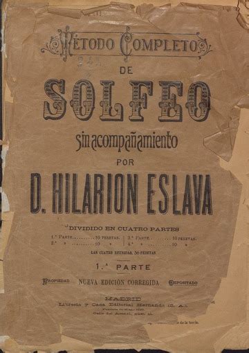 Metodo Completo De Solfeo Sin Acompañamiento 1ª Parte Eslava