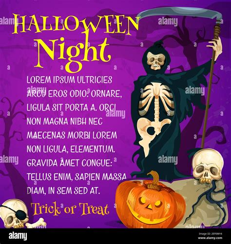 Halloween holiday trick or treat night poster. Halloween pumpkin ...