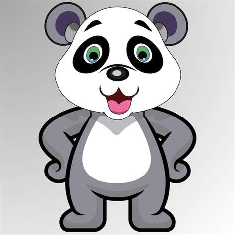 Pie de dibujos animados lindo pequeño panda Vector Premium