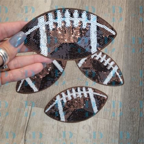 Football Sequin Patch Diy Patch Iron On Patch Football Etsy