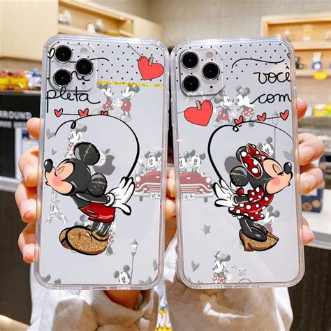 Disney Funda De Mickey Y Minnie Mouse Para M Vil Carcasa Transparente