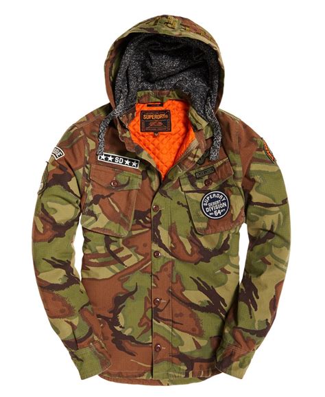 Mens Military Storm Hooded Jacket In Forest Camo Superdry Uk