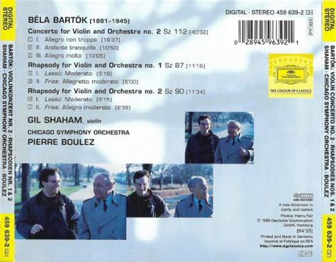 Gil Shaham Chicago Symphony Orchestra Pierre Boulez Bartok Violin