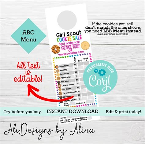 Girl Scout Cookie Sale Printable Mega Bundle Editable Etsy