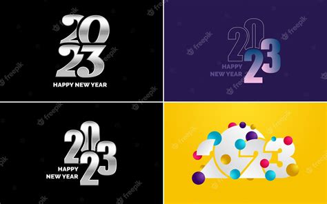 Gran Conjunto De 2023 Diseño De Texto De Logotipo De Feliz Año Nuevo Plantilla De Diseño De