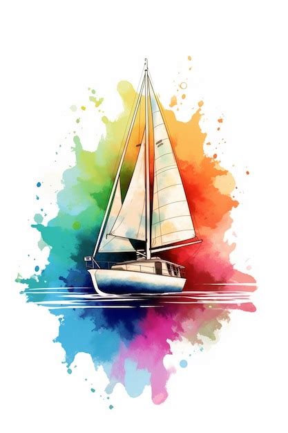 Premium Ai Image A Brightly Colored Sailboat With A White Sail On A