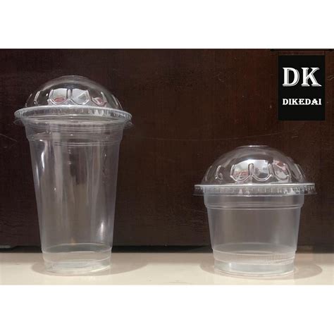 Jual Tutup Bening Gelas Plastik Pop Ice Juice Cup Ukuran 10oz 12oz 14oz