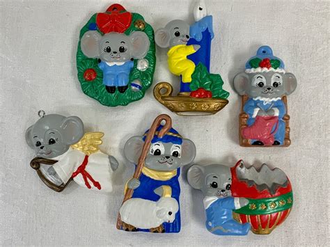 Vintage Hand Painted Ceramic Christmas Ornament Lot Of 6 Vintage