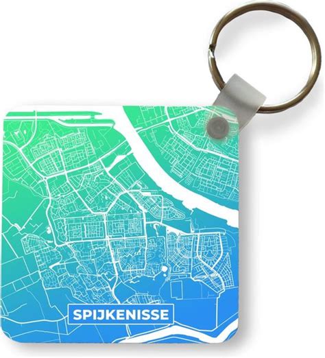 Sleutelhanger Uitdeelcadeautjes Stadskaart Spijkenisse Blauw