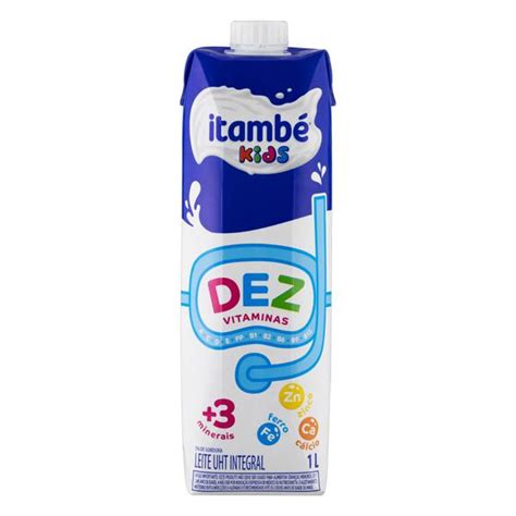 Leite UHT Integral Itambé Kids Dez Vitaminas Caixa Tampa 1l