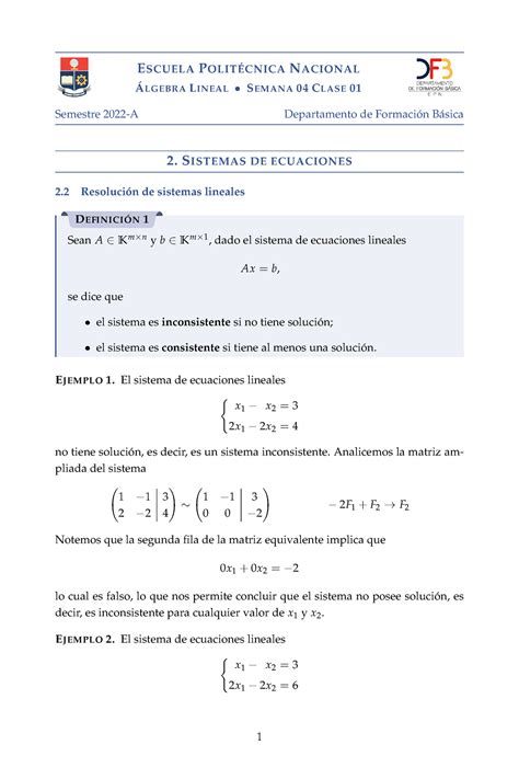 Algebra Apuntes Álgebra Lineal EPN StuDocu