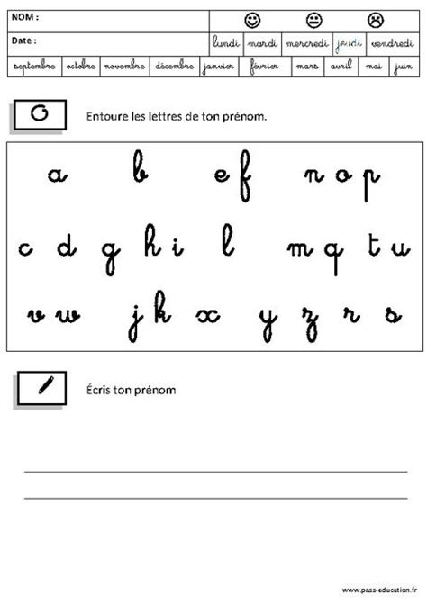 Ecrire Son Pr Nom En Cursive Ecriture Maternelle Grande Section