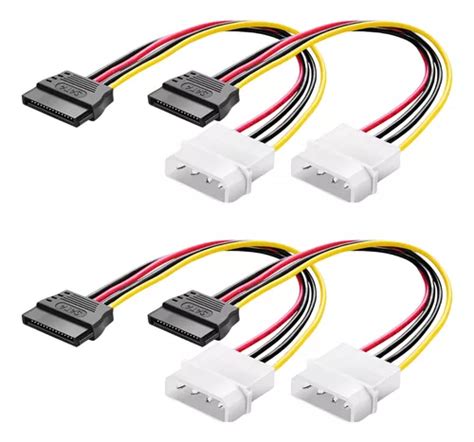 Kit 4 Adaptador Conversor Energia Molex Ide 4 Pinos P Sata