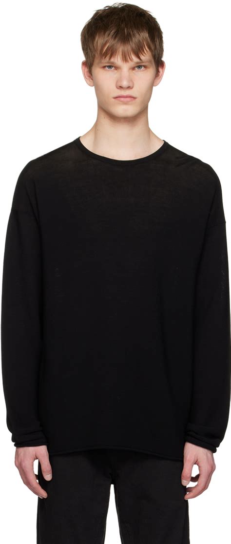 Isabel Benenato Black Crewneck Sweater Isabel Benenato