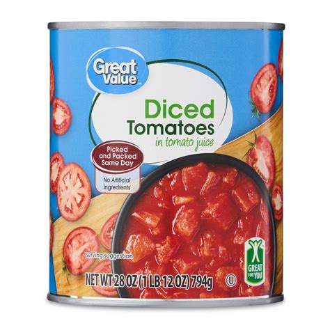 8 Pack Great Value Diced Tomatoes In Tomato Juice 28 Oz